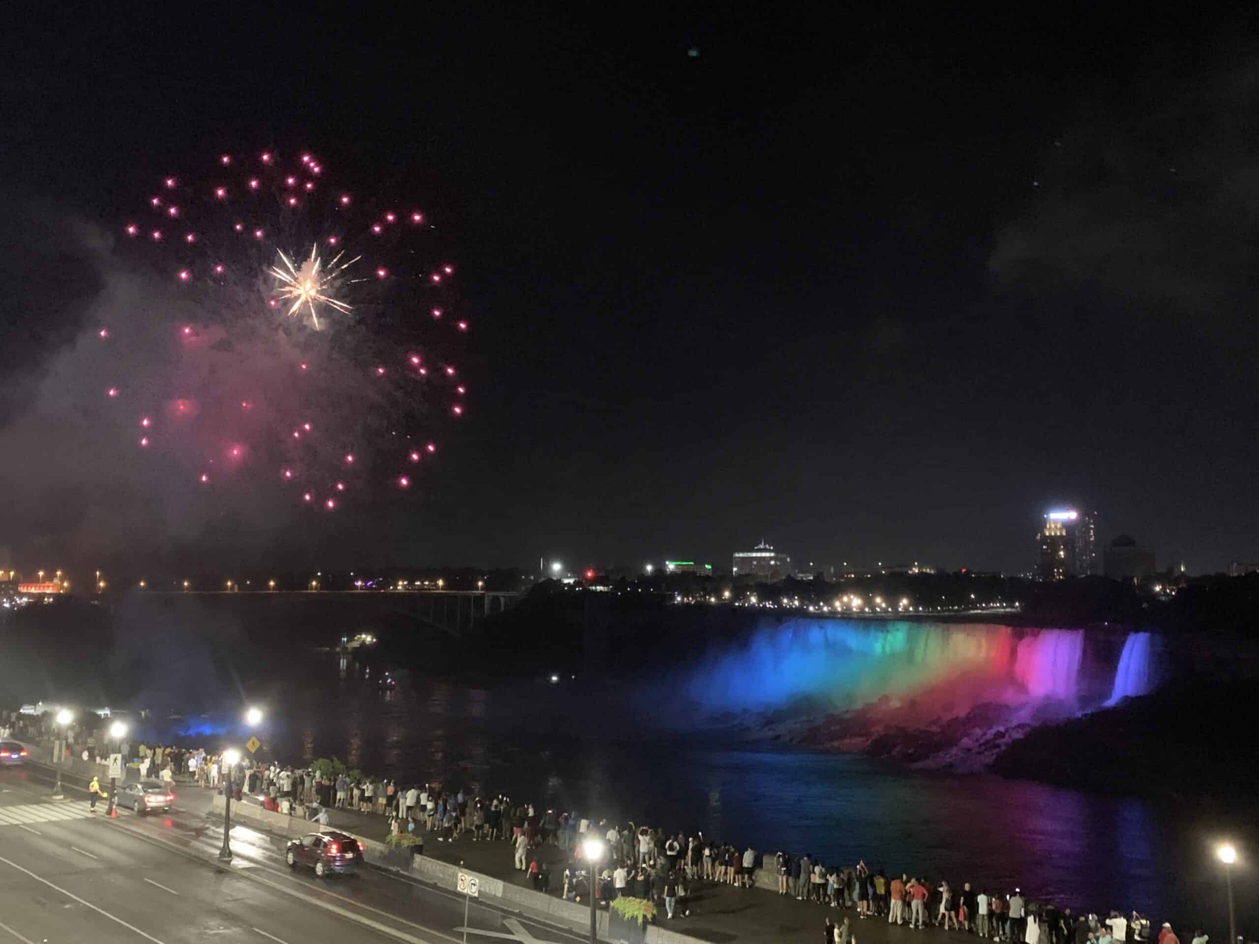 fireworks at Niagara Falls seen from the illumination tower is a unique thing to do in niagara falls