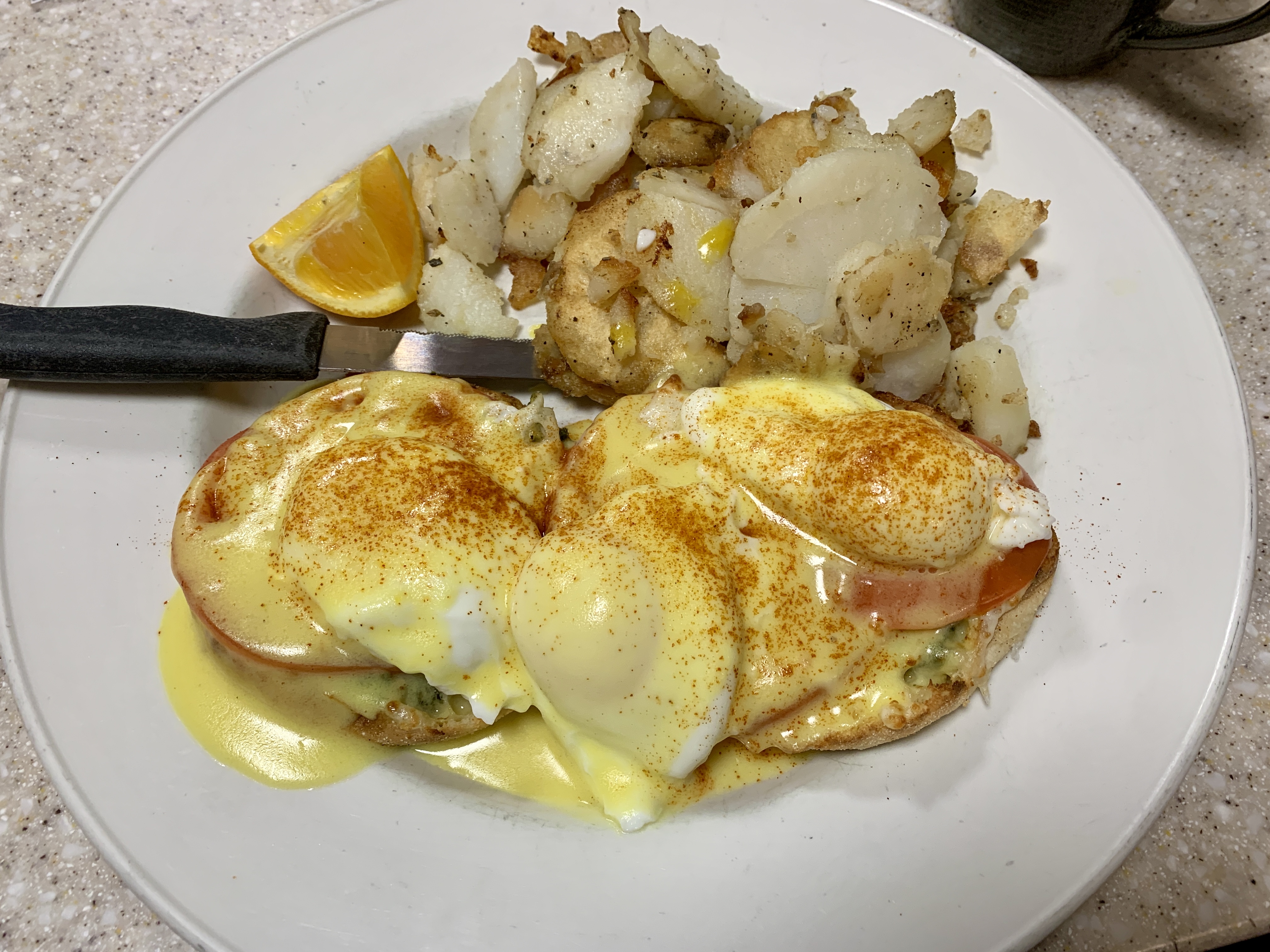 The caprese benny at Family Place Restaurant in Huntsville, one of the best places for breakfast.