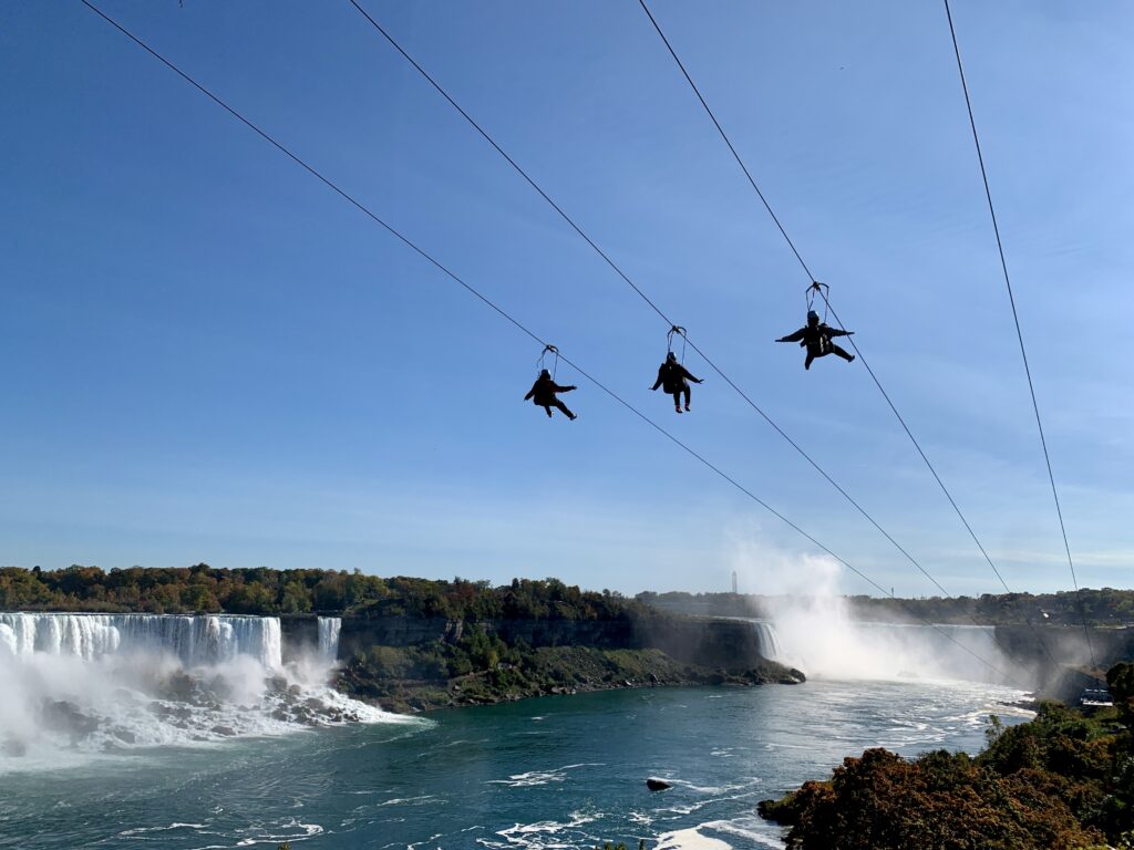 The zipline by Niagara Falls is still open in the winter