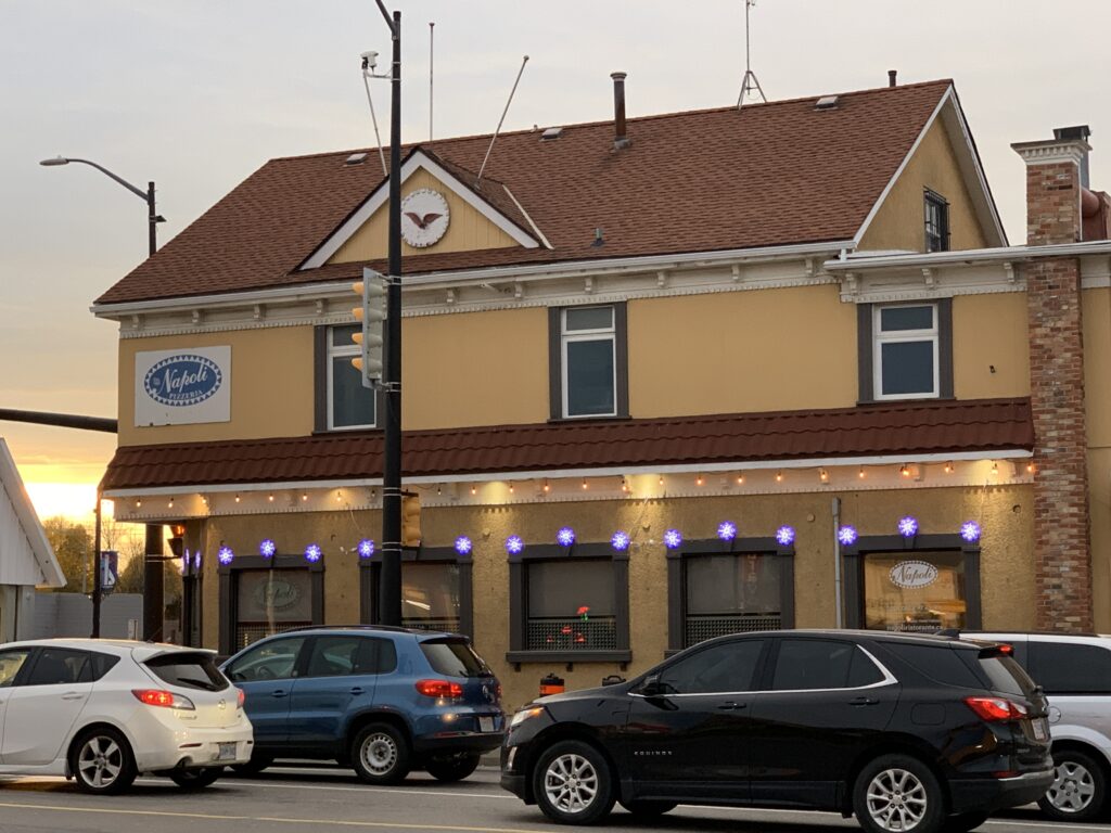 Napoli is the best restaurant in Niagara Falls for authentic Italian food. It is a yellow building on the corner of two busy roads.