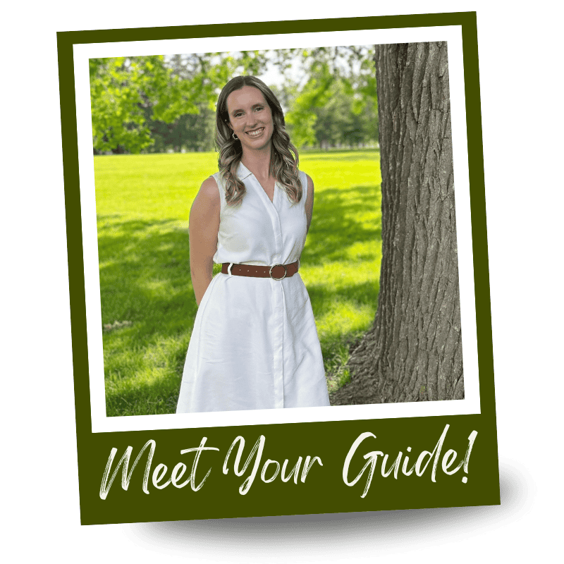 A picture of Pamela, author of Guide To Ontario, in a photo frame reading "meet your guide"